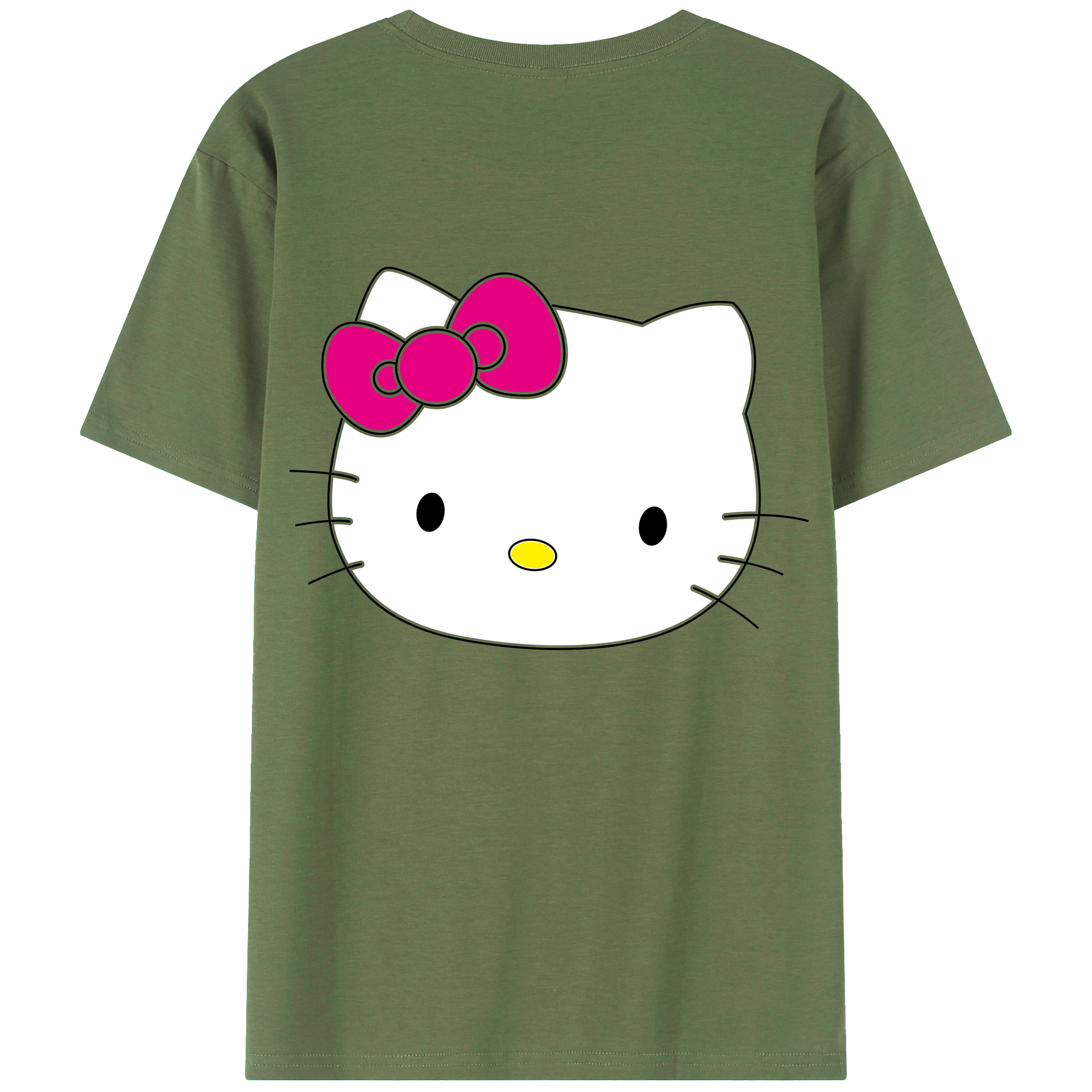 （画像用） Hello Kitty ハローキティ 綿100％ メンズ半袖Tシャツ（バックプリント） 通気性
